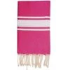 Febronie Décoration De Jardin Fouta En Coton Bande Blanche 100x200 Rose Fuschia -Gants de toilette Soldes fouta en coton bande blanche 100x200 rose fuschia
