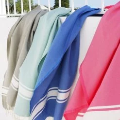 Febronie Décoration De Jardin Fouta En Coton Bande Blanche 100x200 Rose Fuschia -Gants de toilette Soldes fouta en coton bande blanche 100x200 rose fuschia 2