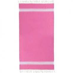 Febronie Décoration De Jardin Fouta En Coton Bande Blanche 100x200 Rose Malabar -Gants de toilette Soldes fouta en coton bande blanche 100x200 rose malabar 4