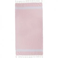 Febronie Décoration De Jardin Fouta En Coton Bande Blanche 100x200 Rose Pâle -Gants de toilette Soldes fouta en coton bande blanche 100x200 rose pale 4