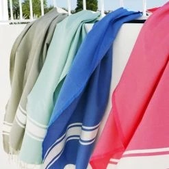 Febronie Décoration De Jardin Fouta En Coton Bande Blanche 100x200 Taupe Clair -Gants de toilette Soldes fouta en coton bande blanche 100x200 taupe clair 2