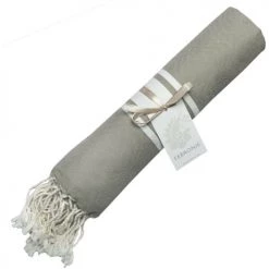 Febronie Décoration De Jardin Fouta En Coton Bande Blanche 100x200 Taupe Clair -Gants de toilette Soldes fouta en coton bande blanche 100x200 taupe clair 3