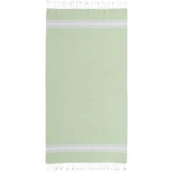 Febronie Décoration De Jardin Fouta En Coton Bande Blanche 100x200 Vert Amande -Gants de toilette Soldes fouta en coton bande blanche 100x200 vert amande 3