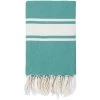 Febronie Décoration De Jardin Fouta En Coton Bande Blanche 100x200 Vert Canard -Gants de toilette Soldes fouta en coton bande blanche 100x200 vert canard