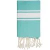 Febronie Décoration De Jardin Fouta En Coton Bande Blanche 100x200 Vert Turquoise -Gants de toilette Soldes fouta en coton bande blanche 100x200 vert turquoise