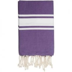 Febronie Décoration De Jardin Fouta En Coton Bande Blanche 100x200 Violet Améthyste