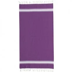 Febronie Décoration De Jardin Fouta En Coton Bande Blanche 100x200 Violet Améthyste -Gants de toilette Soldes fouta en coton bande blanche 100x200 violet amethyste 4