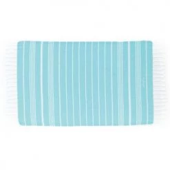 LeStoff France Accessoires Et Serviettes De Plage  Fouta En Coton Peigné Aqua Marina 50 X 100 Cm
