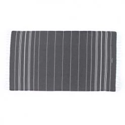 LeStoff France Accessoires Et Serviettes De Plage  Fouta En Coton Peigné BIO Anthracite 95 X 180 Cm -Gants de toilette Soldes fouta en coton peigne bio anthracite 95 x 180 cm 4