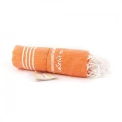 LeStoff France Accessoires Et Serviettes De Plage  Fouta En Coton Peigné BIO Apérol 95 X 180 Cm -Gants de toilette Soldes fouta en coton peigne bio aperol 95 x 180 cm 2