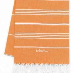 LeStoff France Accessoires Et Serviettes De Plage  Fouta En Coton Peigné BIO Apérol 95 X 180 Cm