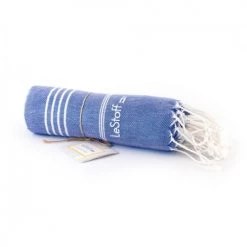 LeStoff France Accessoires Et Serviettes De Plage  Fouta En Coton Peigné BIO Azur 95 X 180 Cm -Gants de toilette Soldes fouta en coton peigne bio azur 95 x 180 cm 2