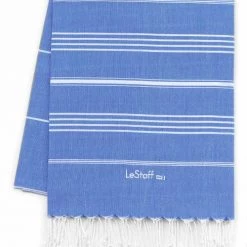 LeStoff France Accessoires Et Serviettes De Plage  Fouta En Coton Peigné BIO Azur 95 X 180 Cm