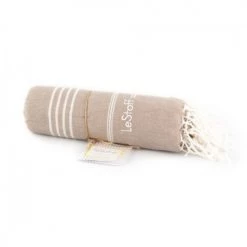 LeStoff France Accessoires Et Serviettes De Plage  Fouta En Coton Peigné BIO Beige 95 X 180 Cm -Gants de toilette Soldes fouta en coton peigne bio beige 95 x 180 cm 2