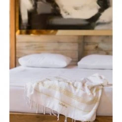 LeStoff France Accessoires Et Serviettes De Plage  Fouta En Coton Peigné BIO Bouton D'Or 95 X 180 Cm -Gants de toilette Soldes fouta en coton peigne bio bouton d or 95 x 180 cm 3