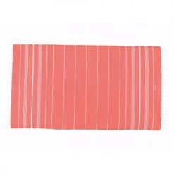LeStoff France Accessoires Et Serviettes De Plage  Fouta En Coton Peigné BIO Corail 95 X 180 Cm -Gants de toilette Soldes fouta en coton peigne bio corail 95 x 180 cm 3