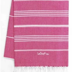 LeStoff France Accessoires Et Serviettes De Plage  Fouta En Coton Peigné BIO Fuchsia 95 X 180 Cm