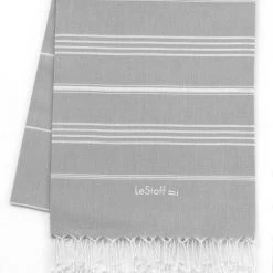 LeStoff France Accessoires Et Serviettes De Plage  Fouta En Coton Peigné BIO Grise 95 X 180 Cm