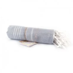 LeStoff France Accessoires Et Serviettes De Plage  Fouta En Coton Peigné BIO Grise Argenté 95 X 180 Cm -Gants de toilette Soldes fouta en coton peigne bio grise argente 95 x 180 cm 3