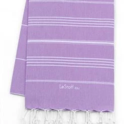 LeStoff France Accessoires Et Serviettes De Plage  Fouta En Coton Peigné BIO Lavande 95 X 180 Cm