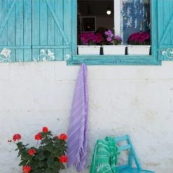 LeStoff France Accessoires Et Serviettes De Plage  Fouta En Coton Peigné BIO Lavande 95 X 180 Cm -Gants de toilette Soldes fouta en coton peigne bio lavande 95 x 180 cm 3