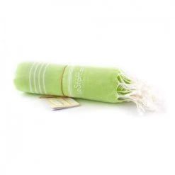 LeStoff France Accessoires Et Serviettes De Plage  Fouta En Coton Peigné BIO Lime 95 X 180 Cm -Gants de toilette Soldes fouta en coton peigne bio lime 95 x 180 cm 2
