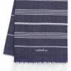 LeStoff France Accessoires Et Serviettes De Plage  Fouta En Coton Peigné BIO Navy 95 X 180 Cm -Gants de toilette Soldes fouta en coton peigne bio navy 95 x 180 cm
