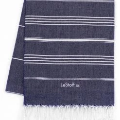 LeStoff France Accessoires Et Serviettes De Plage  Fouta En Coton Peigné BIO Navy 95 X 180 Cm