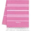 LeStoff France Accessoires Et Serviettes De Plage  Fouta En Coton Peigné BIO Rose Bonbon 95 X 180 Cm