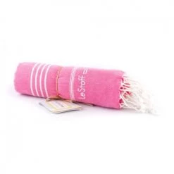 LeStoff France Accessoires Et Serviettes De Plage  Fouta En Coton Peigné BIO Rose Bonbon 95 X 180 Cm -Gants de toilette Soldes fouta en coton peigne bio rose bonbon 95 x 180 cm 2