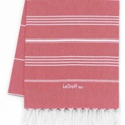 LeStoff France Accessoires Et Serviettes De Plage  Fouta En Coton Peigné BIO Rouge 95 X 180 Cm