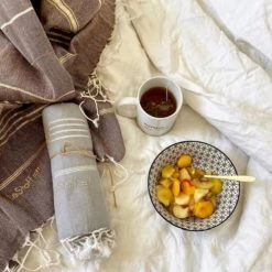 LeStoff France Accessoires Et Serviettes De Plage  Fouta En Coton Peigné BIO Safran 95 X 180 Cm -Gants de toilette Soldes fouta en coton peigne bio safran 95 x 180 cm 3