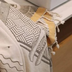 Maison Jean-Vier Accessoires Et Serviettes De Plage  Fouta Grise 90x160 Cm -Gants de toilette Soldes fouta grise 90x160 cm 3