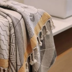 Maison Jean-Vier Accessoires Et Serviettes De Plage  Fouta Grise 90x160 Cm -Gants de toilette Soldes fouta grise 90x160 cm 4