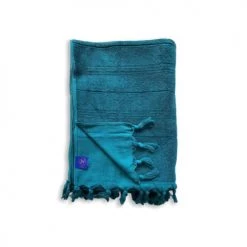 Le Comptoir De La Plage Accessoires Et Serviettes De Plage  Fouta Hammam éponge Bouclette Bleu Canard 150 X 180