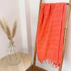 Le Comptoir De La Plage Accessoires Et Serviettes De Plage  Fouta Hammam éponge Bouclette Corail 150 X 180 -Gants de toilette Soldes fouta hammam eponge bouclette corail 150 x 180 6
