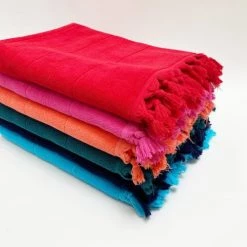 Le Comptoir De La Plage Accessoires Et Serviettes De Plage  Fouta Hammam éponge Bouclette Rose Fuchsia 90 X 160 -Gants de toilette Soldes fouta hammam eponge bouclette rose fuchsia 90 x 160 3