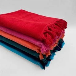 Le Comptoir De La Plage Accessoires Et Serviettes De Plage  Fouta Hammam éponge Bouclette Rouge 150 X 180 -Gants de toilette Soldes fouta hammam eponge bouclette rouge 150 x 180 2