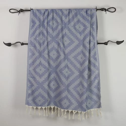 Fouta Futée Décoration De Jardin Fouta Losanges 100% Coton Avec Franges Bleu Jeans 100x170cm 4 Fouta Futée Décoration De Jardin Fouta Losanges 100% Coton Avec Franges Bleu Jeans 100x170cm – Image 2