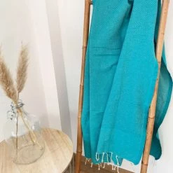 Le Comptoir De La Plage Accessoires Et Serviettes De Plage  Fouta Nid D'abeille Bleue Azur Maya 100 X 200 -Gants de toilette Soldes fouta nid d abeille bleue azur maya 100 x 200 2