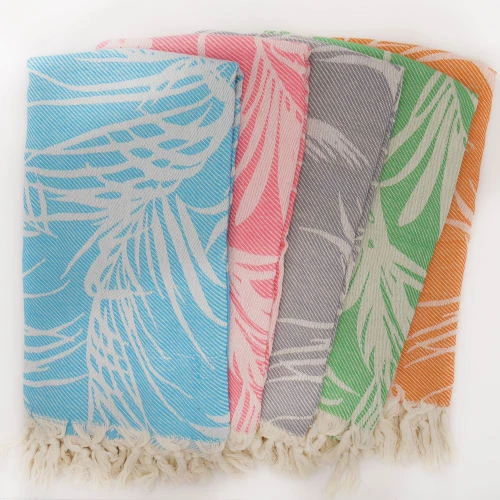 Fouta Futée Décoration De Jardin Fouta Palmiers 100% Coton Avec Franges Grise 100x180cm 6 Fouta Futée Décoration De Jardin Fouta Palmiers 100% Coton Avec Franges Grise 100x180cm – Image 4