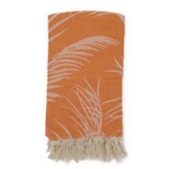 Fouta Futée Décoration De Jardin Fouta Palmiers 100% Coton Avec Franges Verte 100x180cm -Gants de toilette Soldes fouta palmiers 100 coton avec franges orange 100x180cm 7