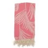 Fouta Futée Décoration De Jardin Fouta Palmiers 100% Coton Avec Franges Rose 100x180cm