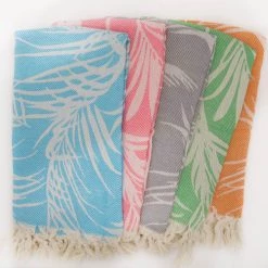 Fouta Futée Décoration De Jardin Fouta Palmiers 100% Coton Avec Franges Verte 100x180cm -Gants de toilette Soldes fouta palmiers 100 coton avec franges verte 100x180cm 3