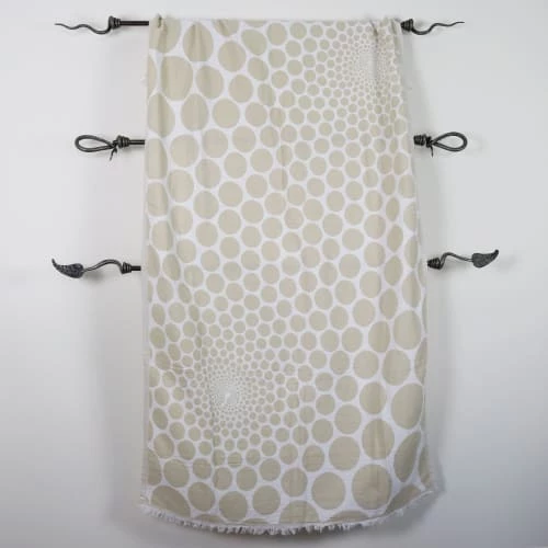 Fouta Futée Décoration De Jardin Fouta Pois En Coton Avec Franges Beige 95x170cm 4 Fouta Futée Décoration De Jardin Fouta Pois En Coton Avec Franges Beige 95x170cm – Image 2