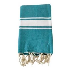 Le Comptoir De La Plage Accessoires Et Serviettes De Plage  Fouta Traditionnelle Bleue Azur Kozo 100 X 200 -Gants de toilette Soldes fouta traditionnelle bleue azur kozo 100 x 200 5
