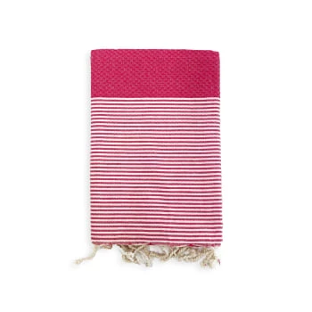 Le Comptoir De La Plage Accessoires Et Serviettes De Plage Fouta Traditionnelle Mikanda Fuchsia 100x200 190g/m² 7 Le Comptoir De La Plage Accessoires Et Serviettes De Plage Fouta Traditionnelle Mikanda Fuchsia 100x200 190g/m² – Image 5