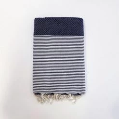 Le Comptoir De La Plage Accessoires Et Serviettes De Plage  Fouta Traditionnelle Mikanda Navy 100x200 190g/m²