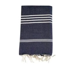 Le Comptoir De La Plage Accessoires Et Serviettes De Plage  Fouta Traditionnelle Navy Kolora Bleue Marine 100 X 200 -Gants de toilette Soldes fouta traditionnelle navy kolora bleue marine 100 x 200 4