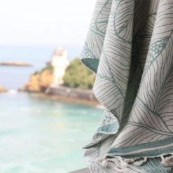 Maison Jean-Vier Accessoires Et Serviettes De Plage  Fouta Turquoise 90x160 Cm -Gants de toilette Soldes fouta turquoise 90x160 cm 3